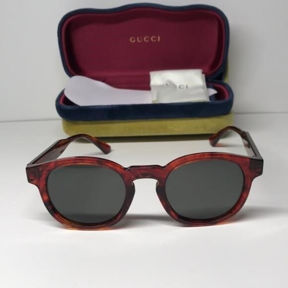 Gucci GG0825S 005 49 Havana Grey Round Sunglasses | New Authentic - Picture 8 of 15